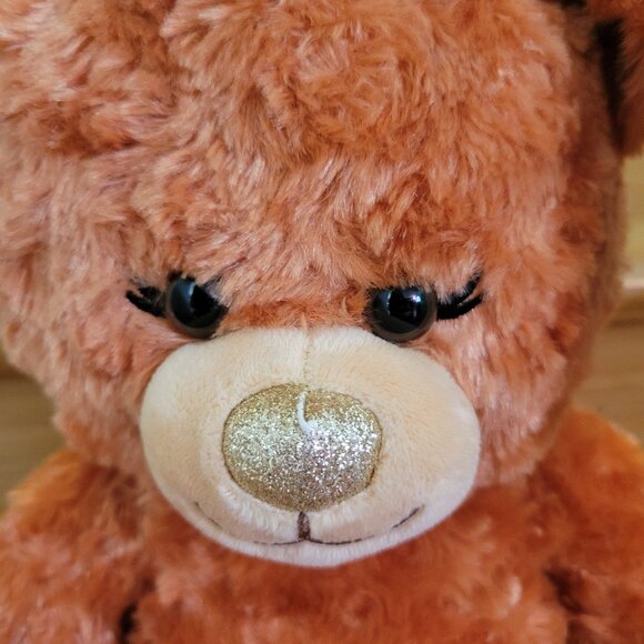 Build A Bear Pumpkin Spice Bear Plush Orange Curly Glitter NWT. Super soft. - Picture 9 of 9